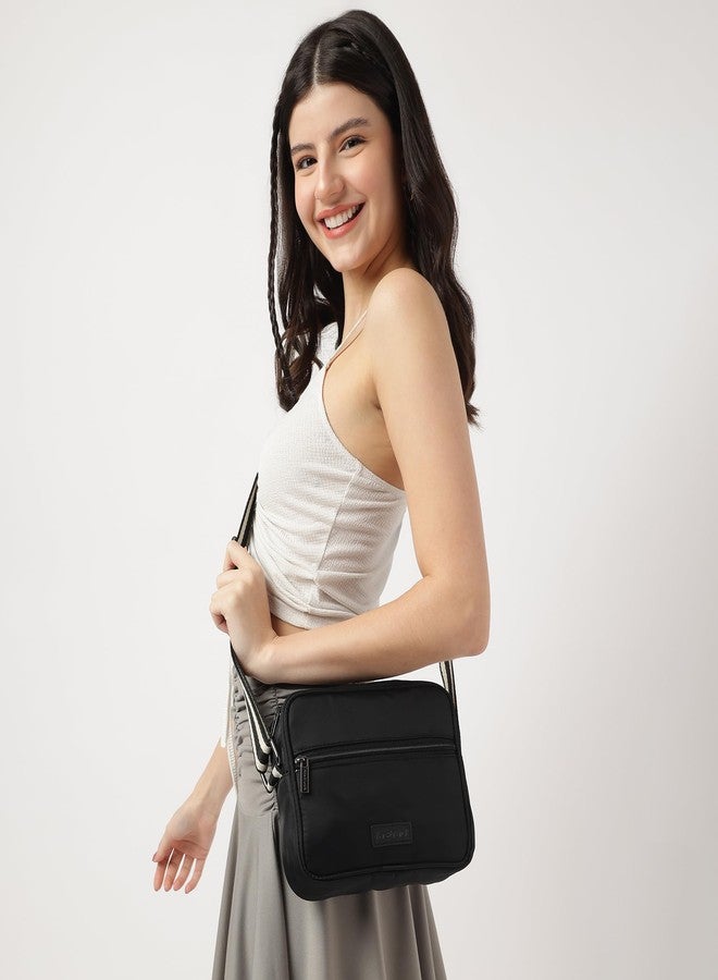 Fastrack Casual Sling Bag for Women, Girls and Ladies | Comes with Adjustable Sling Straps and Zipper Closure Black - Image 2